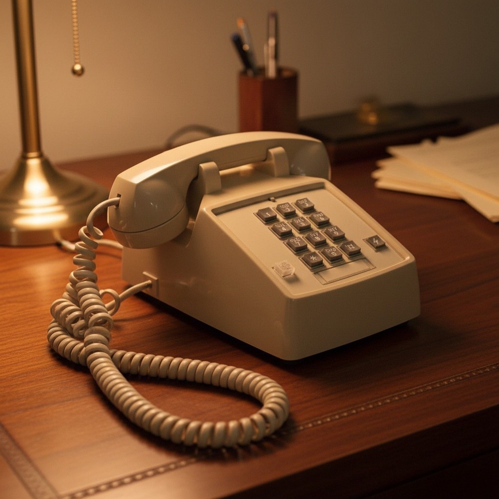 Premier 2500 Desk Telephone, Vintage Beige Push Button Landline Phone, Working